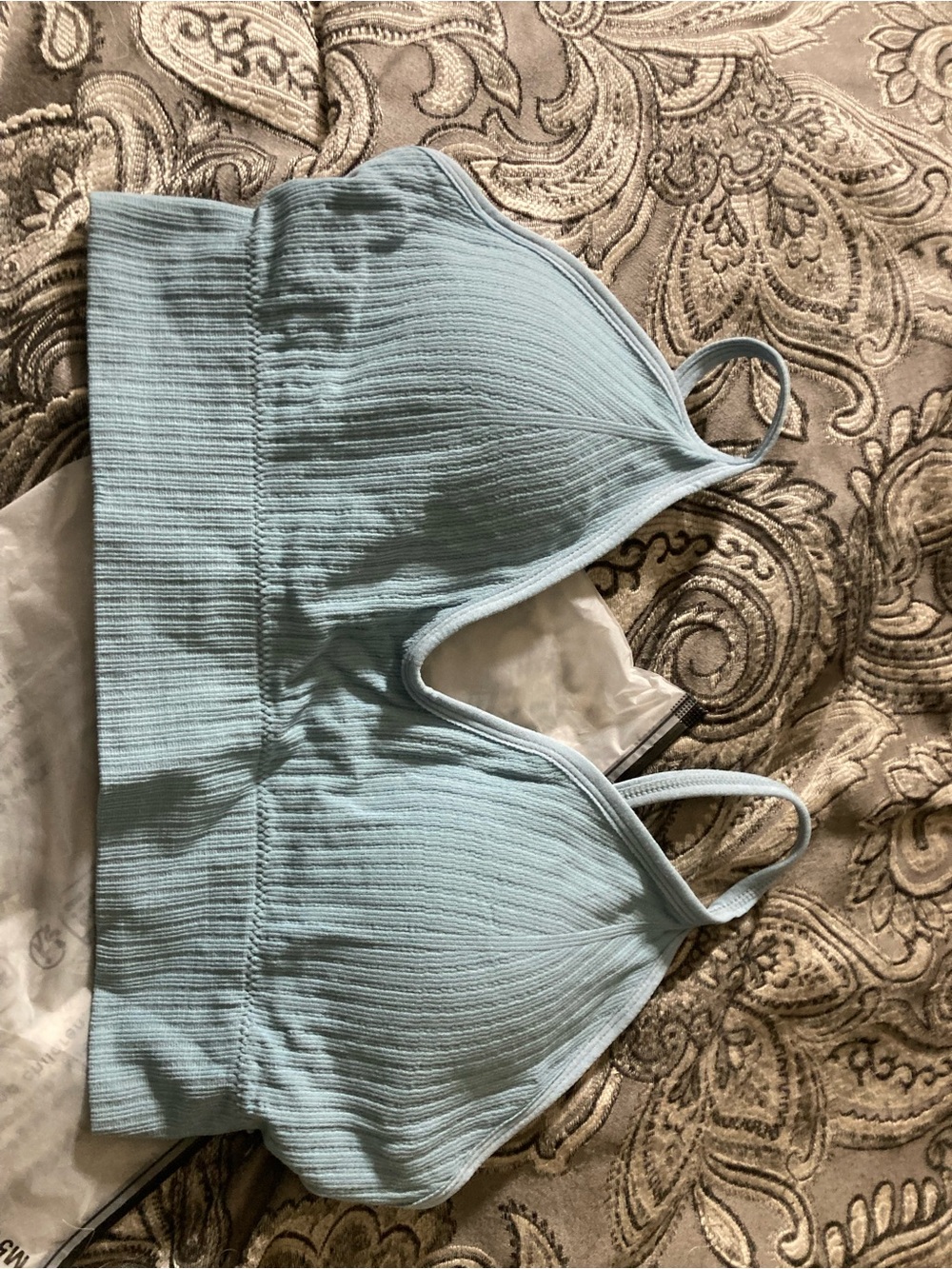 Light Blue Ribbed Bralette Large